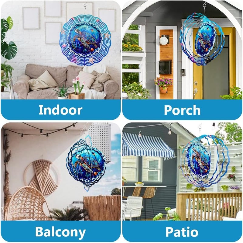 PUCPAM Sea Turtle Wind Spinner, 3D Hanging Stainless Steel Garden Spinner, Wind Spinner Hanging for Outdoor & Indoor Décor, Unique Gifts for Yard Garden Decoration or Patio Décor (Sea Turtle) - Image 4